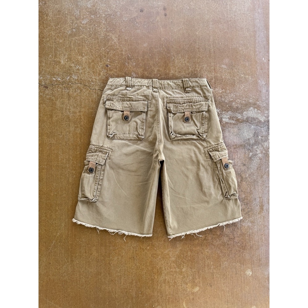 VTG 90s No Boundaries Skater Baggy Cargo Khaki Jorts Shorts Surfer Y2K (32W)